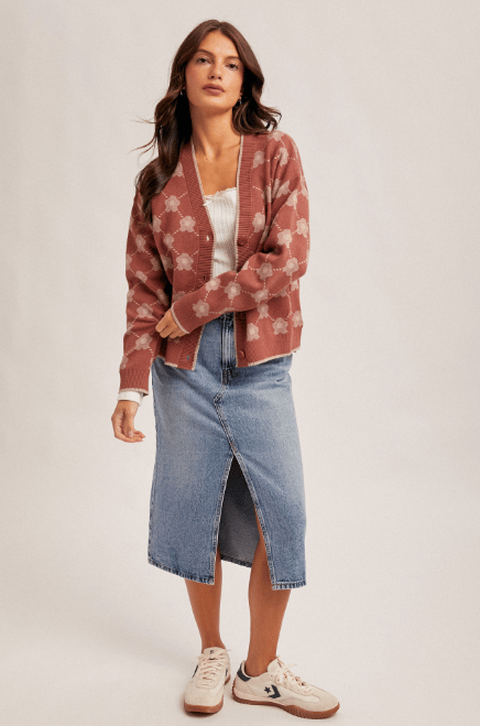 Bouquet Cardigan in Terracotta or Black | SaySay Boutique